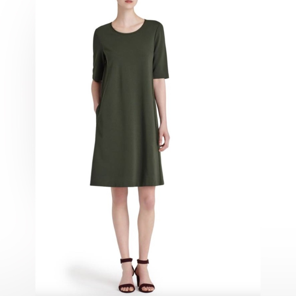 LAFAYETTE 148 New York Green A-Line Midi Dress with pockets